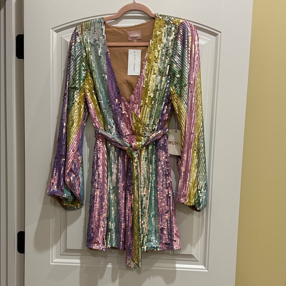 Show Me Your MuMu Rainbow Sequin Dress